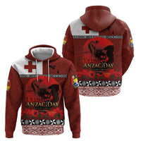 Tonga ANZAC Day Zip Hoodie Gallipoli Lest We Forget Ngatu Art Tribal