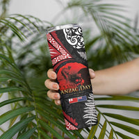 Tonga and New Zealand ANZAC Day Skinny Tumbler Gallipoli Lest We Forget-Ngatu Art Tribal and Maori Tattoo with Fern