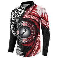 Tonga and New Zealand Together Button Sweatshirt Ngatu Art Tribal Maori Tattoo and Silver Fern