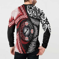Tonga and New Zealand Together Button Sweatshirt Ngatu Art Tribal Maori Tattoo and Silver Fern