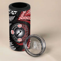 Tonga and New Zealand Together 4 in 1 Can Cooler Tumbler Ngatu Art Tribal-Maori Tattoo and Silver Fern LT03 - Polynesian Pride