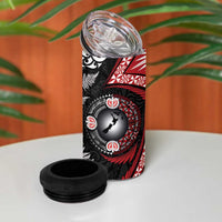 Tonga and New Zealand Together 4 in 1 Can Cooler Tumbler Ngatu Art Tribal-Maori Tattoo and Silver Fern LT03 - Polynesian Pride