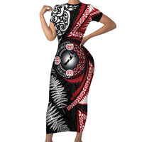Tonga and New Zealand Together Family Matching Short Sleeve Bodycon Dress and Hawaiian Shirt Ngatu Art Tribal Maori Tattoo and Silver Fern