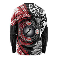 Tonga and New Zealand Together Long Sleeve Shirt Ngatu Art Tribal Maori Tattoo and Silver Fern
