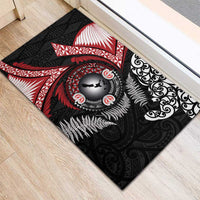 Tonga and New Zealand Together Rubber Doormat Ngatu Art Tribal Maori Tattoo and Silver Fern