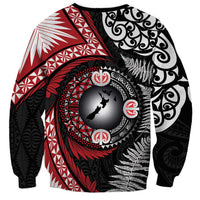 Tonga and New Zealand Together Sweatshirt Ngatu Art Tribal Maori Tattoo and Silver Fern