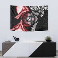 Tonga and New Zealand Together Tapestry Ngatu Art Tribal Maori Tattoo and Silver Fern