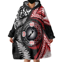 Tonga and New Zealand Together Wearable Blanket Hoodie Ngatu Art Tribal Maori Tattoo and Silver Fern LT03 - Polynesian Pride
