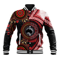 Tonga and Australia Together Baseball Jacket Ngatu Art Tribal Aboriginal Tattoo Pattern