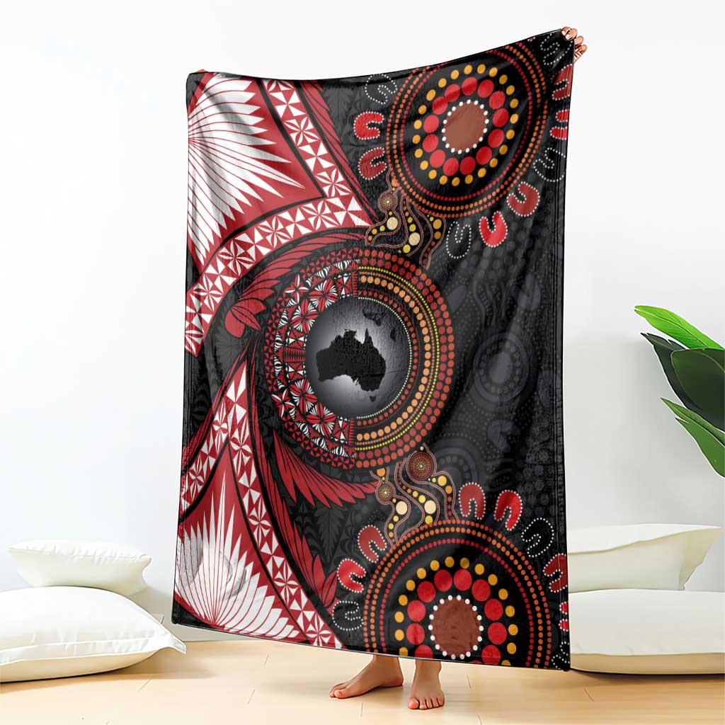 Tonga and Australia Together Blanket Ngatu Art Tribal Aboriginal Tattoo Pattern