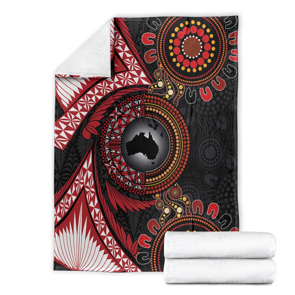 Tonga and Australia Together Blanket Ngatu Art Tribal Aboriginal Tattoo Pattern