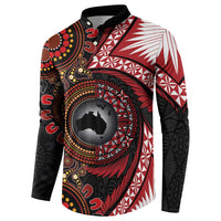 Tonga and Australia Together Button Sweatshirt Ngatu Art Tribal Aboriginal Tattoo Pattern