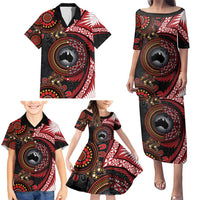 Tonga and Australia Together Family Matching Puletasi and Hawaiian Shirt Ngatu Art Tribal Aboriginal Tattoo Pattern