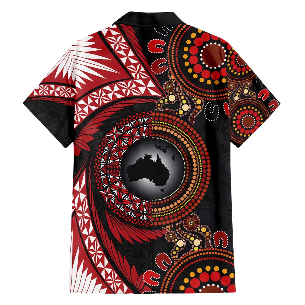 Tonga and Australia Together Hawaiian Shirt Ngatu Art Tribal Aboriginal Tattoo Pattern