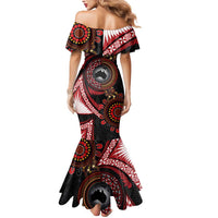 Tonga and Australia Together Mermaid Dress Ngatu Art Tribal Aboriginal Tattoo Pattern