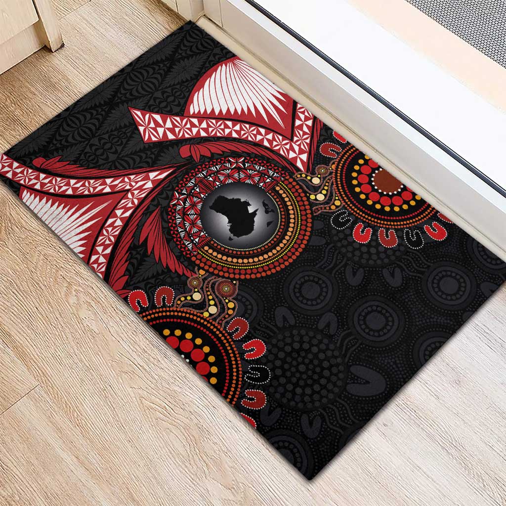 Tonga and Australia Together Rubber Doormat Ngatu Art Tribal Aboriginal Tattoo Pattern