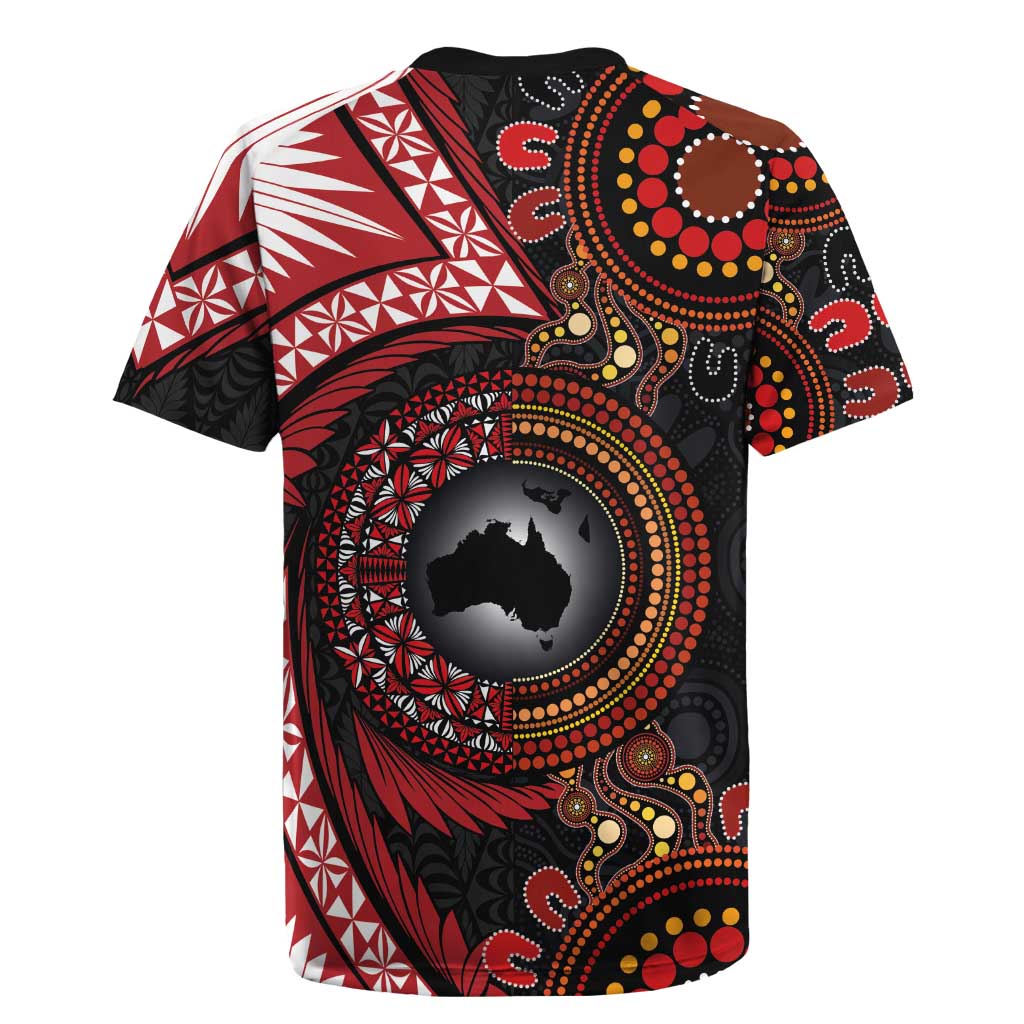 Tonga and Australia Together Rugby Jersey Ngatu Art Tribal Aboriginal Tattoo Pattern