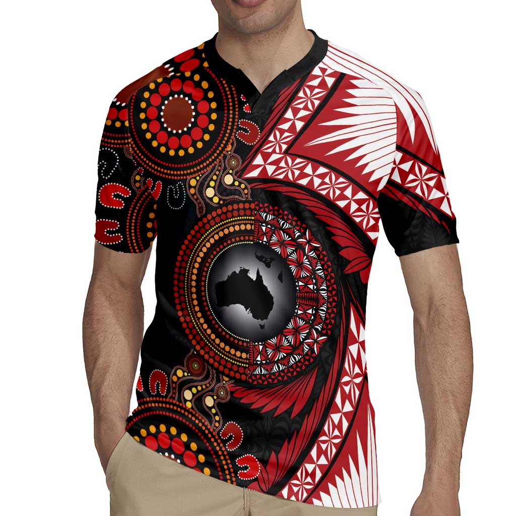 Tonga and Australia Together Rugby Jersey Ngatu Art Tribal Aboriginal Tattoo Pattern