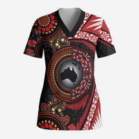 Tonga and Australia Together Scrub Top Ngatu Art Tribal Aboriginal Tattoo Pattern - Polynesian Pride