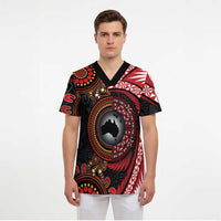 Tonga and Australia Together Scrub Top Ngatu Art Tribal Aboriginal Tattoo Pattern - Polynesian Pride