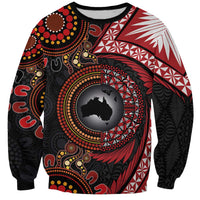 Tonga and Australia Together Sweatshirt Ngatu Art Tribal Aboriginal Tattoo Pattern