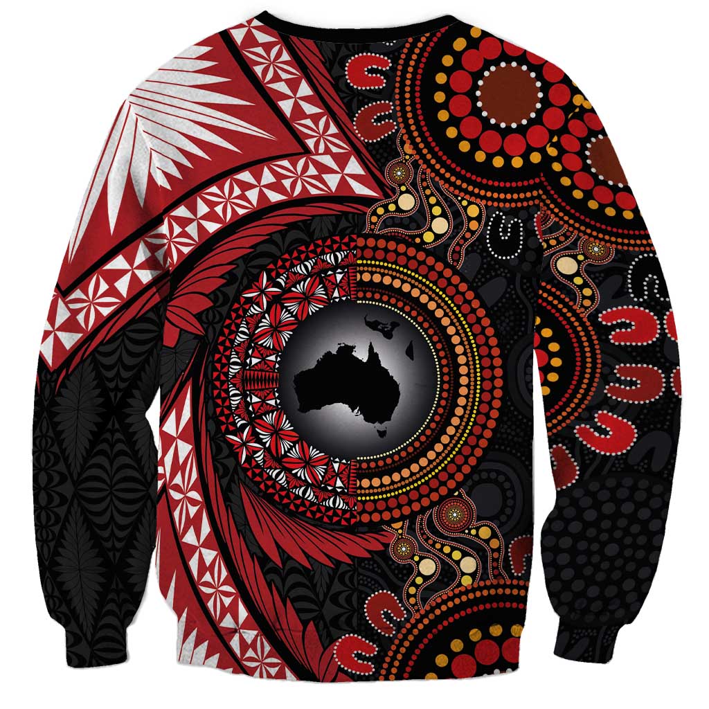 Tonga and Australia Together Sweatshirt Ngatu Art Tribal Aboriginal Tattoo Pattern