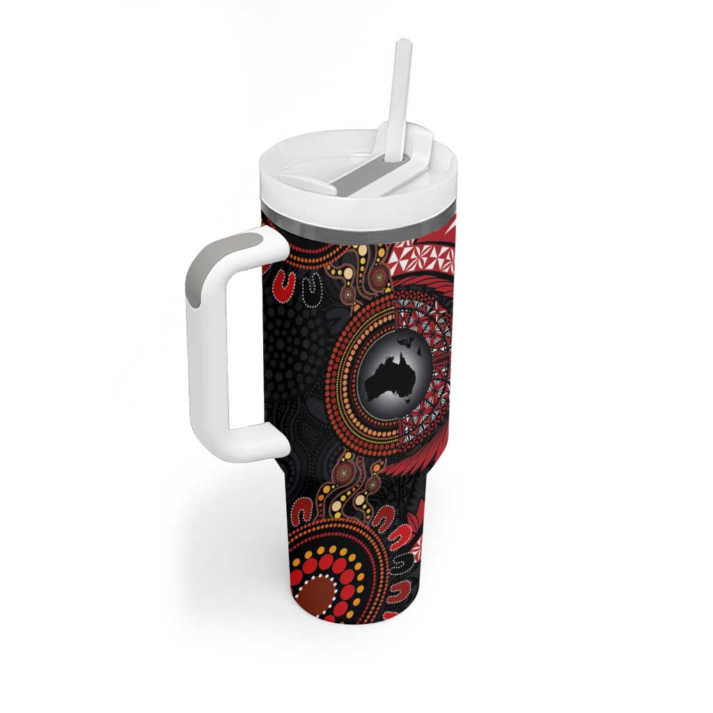 Tonga and Australia Together Tumbler With Handle Ngatu Art Tribal-Aboriginal Tattoo Pattern