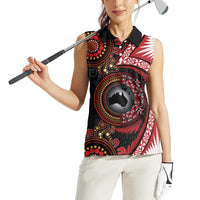Tonga and Australia Together Women Sleeveless Polo Shirt Ngatu Art Tribal Aboriginal Tattoo Pattern