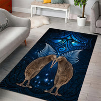 New Zealand Maori Matariki Area Rug Hongi Kiwi Bird and Silver Fern LT03 - Polynesian Pride