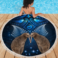 New Zealand Maori Matariki Beach Blanket Hongi Kiwi Bird and Silver Fern LT03 - Polynesian Pride
