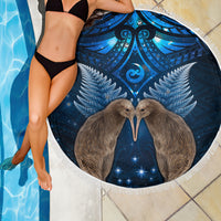 New Zealand Maori Matariki Beach Blanket Hongi Kiwi Bird and Silver Fern LT03 - Polynesian Pride