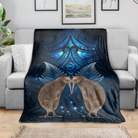 New Zealand Maori Matariki Blanket Hongi Kiwi Bird and Silver Fern LT03 - Polynesian Pride