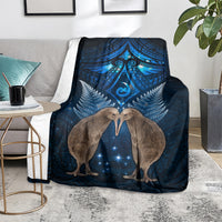 New Zealand Maori Matariki Blanket Hongi Kiwi Bird and Silver Fern LT03 - Polynesian Pride