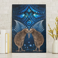 New Zealand Maori Matariki Canvas Wall Art Hongi Kiwi Bird and Silver Fern LT03 Without Frame Blue - Polynesian Pride