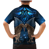 New Zealand Maori Matariki Family Matching Mermaid Dress and Hawaiian Shirt Hongi Kiwi Bird and Silver Fern LT03 - Polynesian Pride