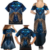 New Zealand Maori Matariki Family Matching Summer Maxi Dress and Hawaiian Shirt Hongi Kiwi Bird and Silver Fern LT03 - Polynesian Pride