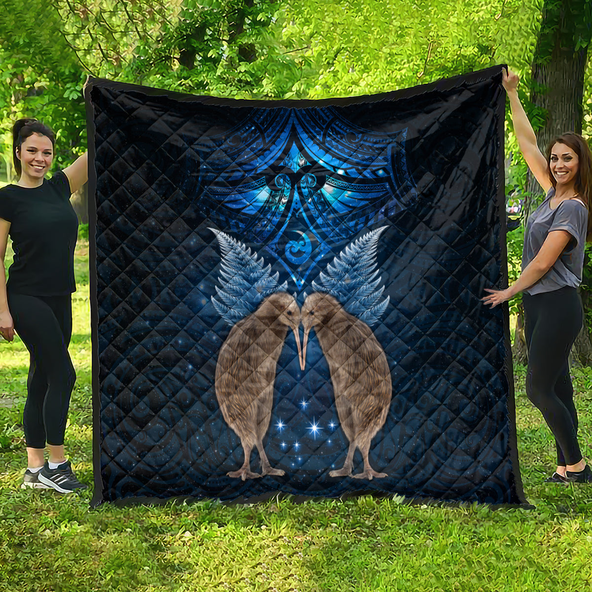 New Zealand Maori Matariki Quilt Hongi Kiwi Bird and Silver Fern LT03 - Polynesian Pride