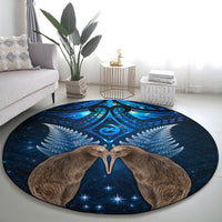 New Zealand Maori Matariki Round Carpet Hongi Kiwi Bird and Silver Fern LT03 - Polynesian Pride