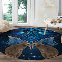 New Zealand Maori Matariki Round Carpet Hongi Kiwi Bird and Silver Fern LT03 - Polynesian Pride