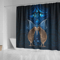 New Zealand Maori Matariki Shower Curtain Hongi Kiwi Bird and Silver Fern LT03 - Polynesian Pride