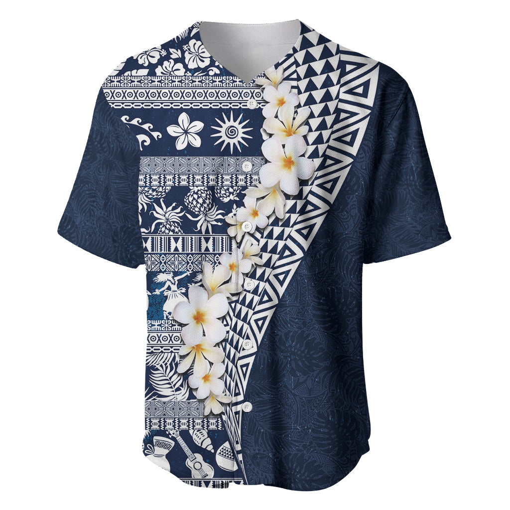Hawaii Plumeria Tribal Vintage Baseball Jersey Special Blue LT03 Blue - Polynesian Pride