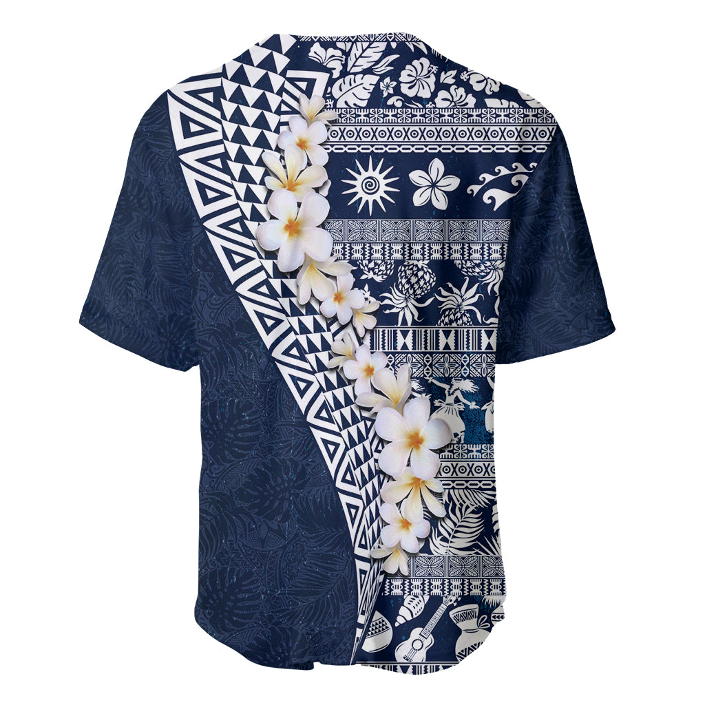 Hawaii Plumeria Tribal Vintage Baseball Jersey Special Blue LT03 - Polynesian Pride
