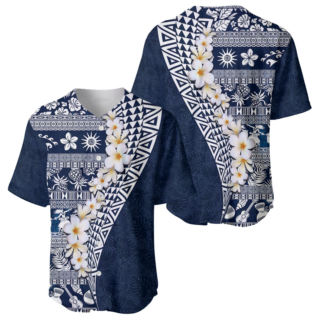 Hawaii Plumeria Tribal Vintage Baseball Jersey Special Blue LT03 - Polynesian Pride