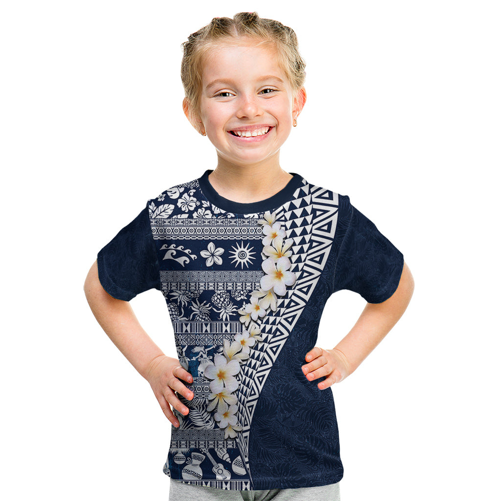 Hawaii Plumeria Tribal Vintage Kid T Shirt Special Blue LT03 Blue - Polynesian Pride