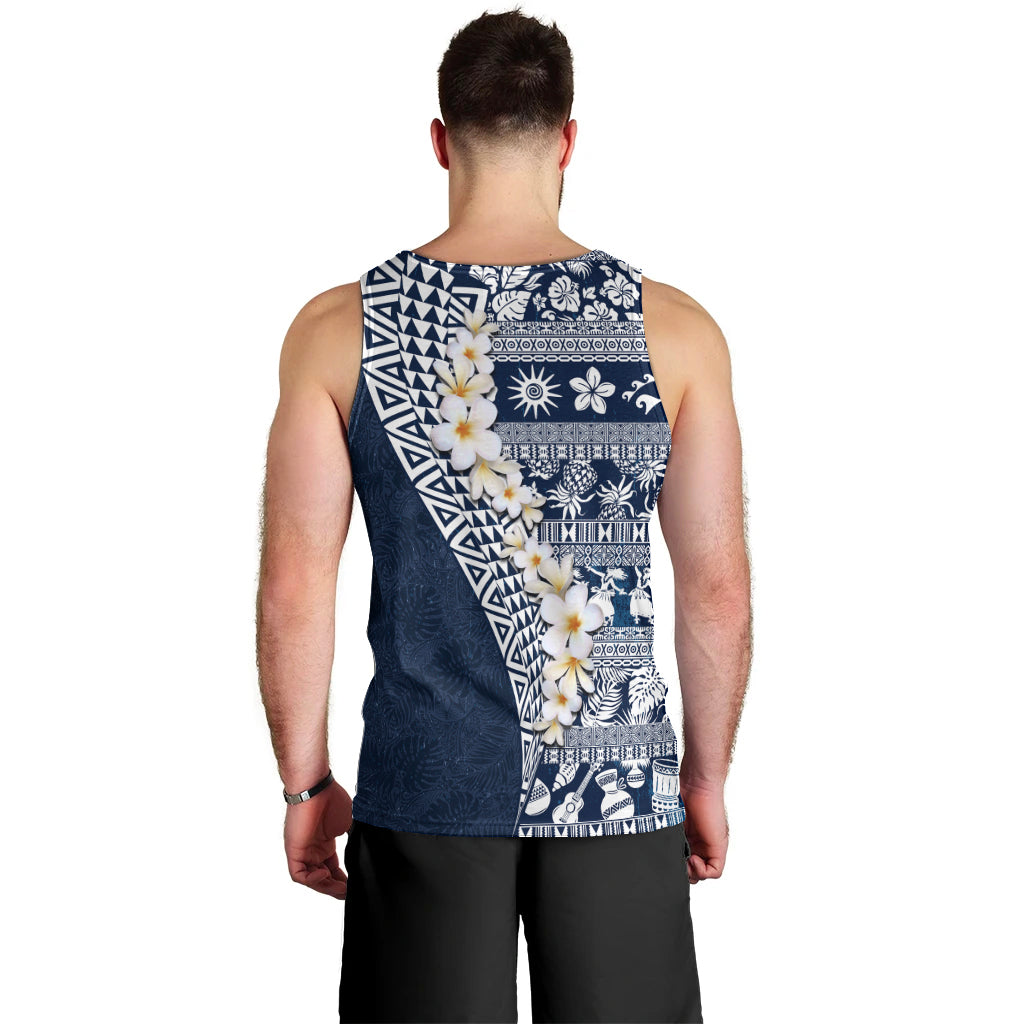 Hawaii Plumeria Tribal Vintage Men Tank Top Special Blue LT03 - Polynesian Pride