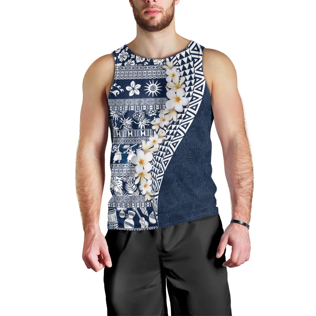 Hawaii Plumeria Tribal Vintage Men Tank Top Special Blue LT03 - Polynesian Pride