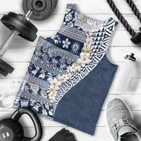 Hawaii Plumeria Tribal Vintage Men Tank Top Special Blue LT03 - Polynesian Pride