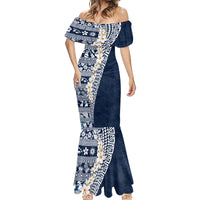 Hawaii Plumeria Tribal Vintage Mermaid Dress Special Blue