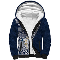 Hawaii Plumeria Tribal Vintage Sherpa Hoodie Special Blue