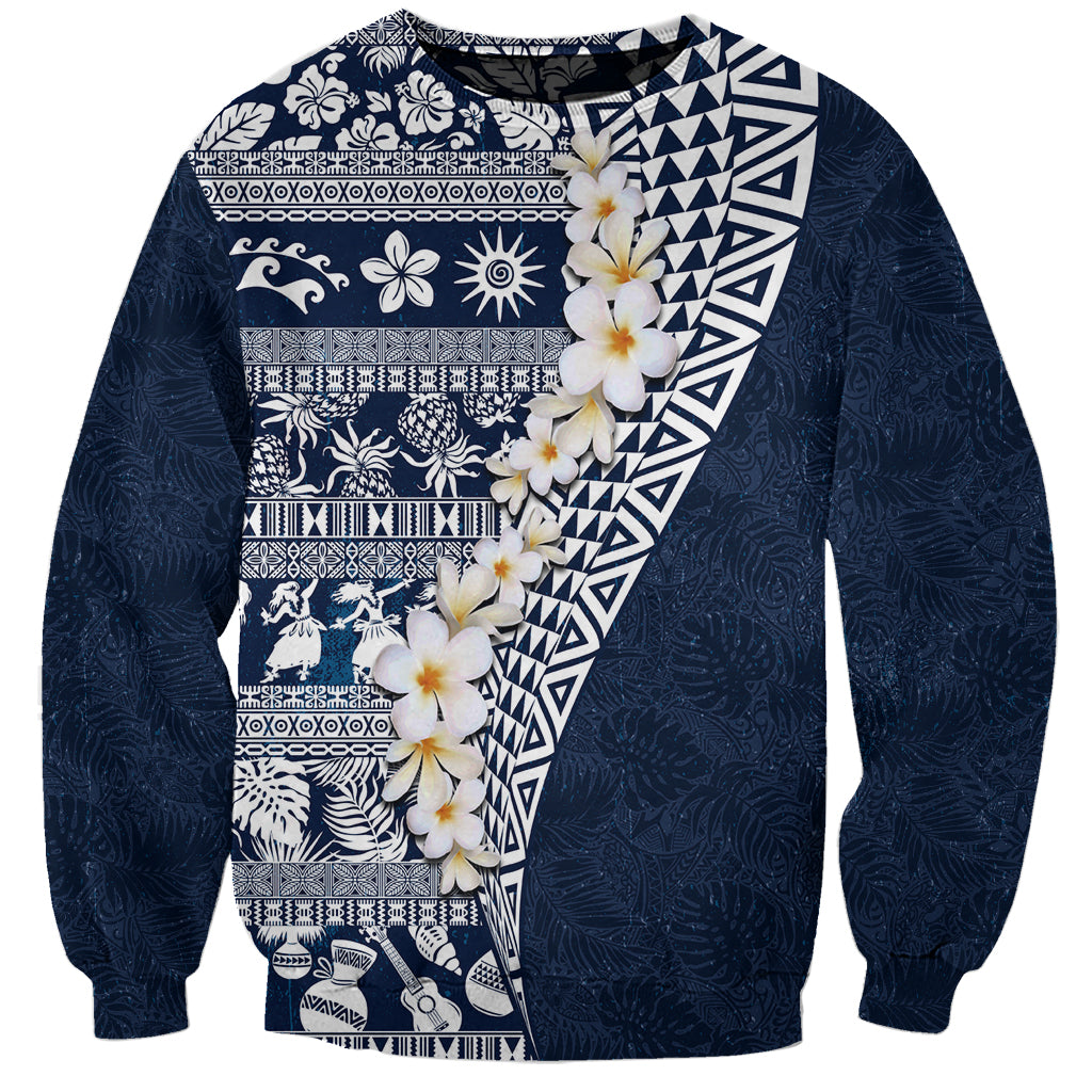 Hawaii Plumeria Tribal Vintage Sweatshirt Special Blue